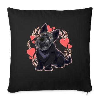 Les chiens adorent Scottie Heart Gift Scottish Terrier - Housse de coussin décorative 45 x 45 cm - noir - Devant