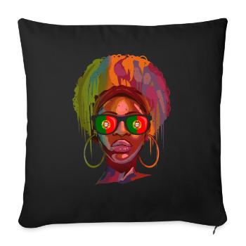 Portugal - Housse de coussin décorative 45 x 45 cm - noir - Devant