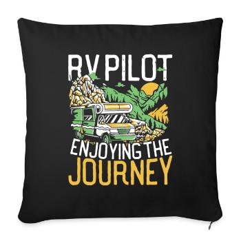 RV Pilot Enjoying The Journey RV Camping Caravan - Sofa pillowcase 17,3'' x 17,3'' (45 x 45 cm) - black - Front