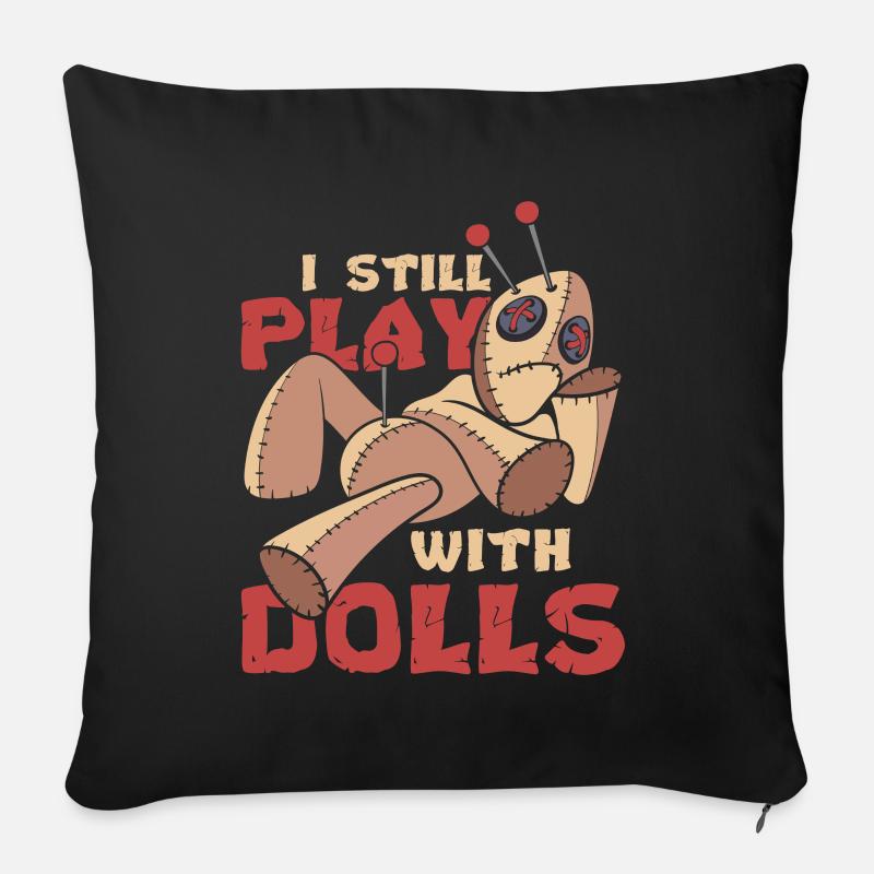 Voodoo Spell Wicca Witchcraft Drôle Voodoo Doll - Housse de coussin décorative 45 x 45 cm - noir