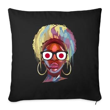 Japon - Housse de coussin décorative 45 x 45 cm - noir - Devant