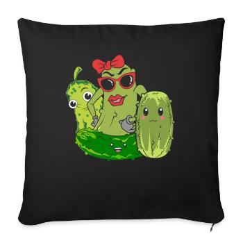 Essiggurke Sonnenbrille Geschenk Lustiges Gurke - Sofakissenbezug 45 x 45 cm - Schwarz - Vorne
