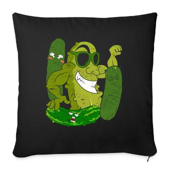 Essiggurke Geschenk Lustiges Sonnenbrille Gurke - Sofakissenbezug 45 x 45 cm - Schwarz - Vorne