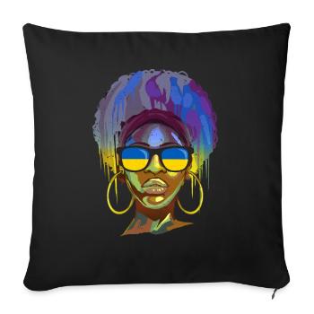 Ukraine - Housse de coussin décorative 45 x 45 cm - noir - Devant