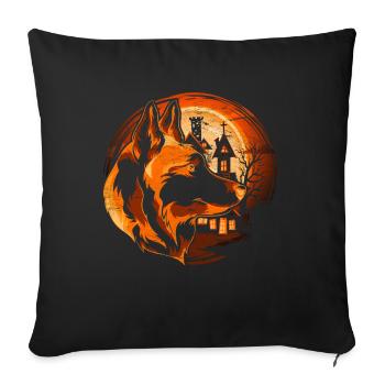 Moon Dog Cadeau Halloween Berger Allemand - Housse de coussin décorative 45 x 45 cm - noir - Devant
