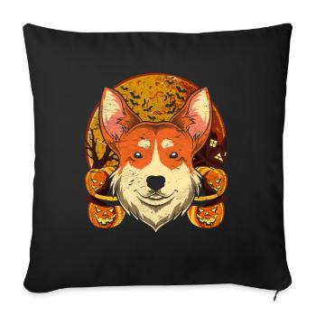 Pumpkin Full Moon Dogs Gift Halloween Corgi - Sofa pillowcase 17,3'' x 17,3'' (45 x 45 cm) - black - Front