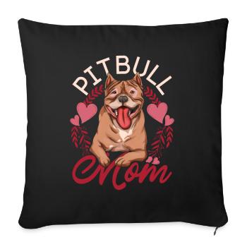 Chiens Maman Chien Ami Fête des mères Cadeau Pitbull - Housse de coussin décorative 45 x 45 cm - noir - Devant