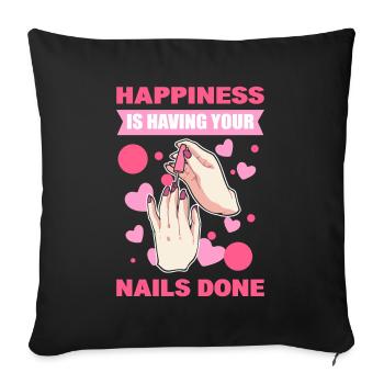 Le bonheur, c’est quand on se fait les ongles - Housse de coussin décorative 45 x 45 cm - noir - Devant