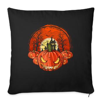 Halloween Costume Cadeau Full Moon Pumpkin - Housse de coussin décorative 45 x 45 cm - noir - Devant