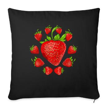 Erdbeerenliebhaber Frucht Obst Geschenk Erdbeere - Sofakissenbezug 45 x 45 cm - Schwarz - Vorne