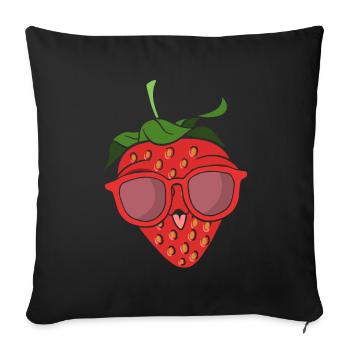 Sonnenbrille Frucht Geschenk Lustiges Erdbeere - Sofakissenbezug 45 x 45 cm - Schwarz - Vorne