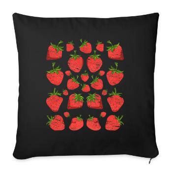 Fraises Fruits rouges Fruit Cadeau Fraise - Housse de coussin décorative 45 x 45 cm - noir - Devant