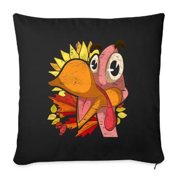 Autumn Foliage Sunflower Bird Gift Turkey - Sofa pillowcase 17,3'' x 17,3'' (45 x 45 cm) - black - Front