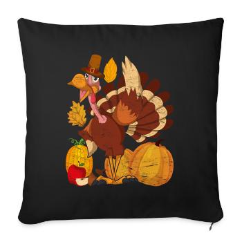 Thanksgiving Pumpkin Feuillage Bird Cadeau Dinde - Housse de coussin décorative 45 x 45 cm - noir - Devant