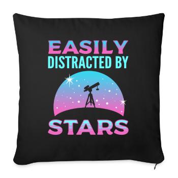 Easily Distracted By Stars Stargazing Astronomy - Sofa pillowcase 17,3'' x 17,3'' (45 x 45 cm) - black - Front
