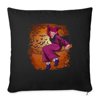 Full Moon Bat Halloween Cadeau Sorcière - Housse de coussin décorative 45 x 45 cm - noir - Devant