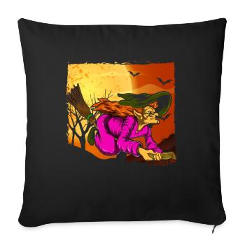 Witch's Broom Halloween Gift Full Moon Witch - Sofa pillowcase 17,3'' x 17,3'' (45 x 45 cm) - black - Front