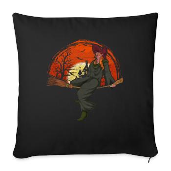 Full Moon Bat Cadeau Sorcière d’Halloween - Housse de coussin décorative 45 x 45 cm - noir - Devant