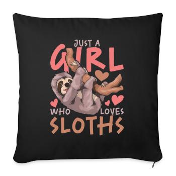 Tropical Animal Girl Gift Zoo Sloth - Sofa pillowcase 17,3'' x 17,3'' (45 x 45 cm) - black - Front