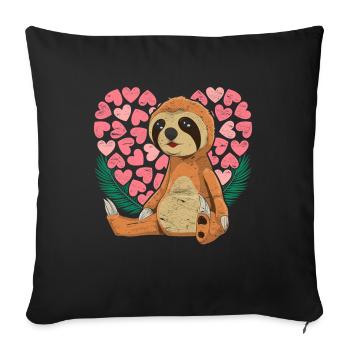 Zoo Animal Paresseux Coeur Cadeau Amour Paresseux - Housse de coussin décorative 45 x 45 cm - noir - Devant