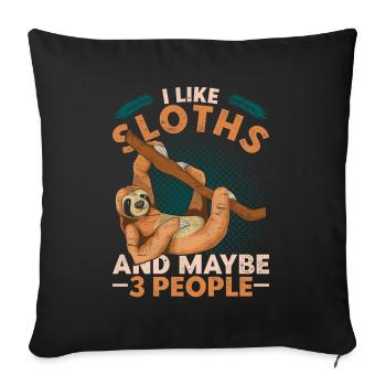 J’aime les paresseux et peut-être 3 personnes paresseux - Housse de coussin décorative 45 x 45 cm - noir - Devant