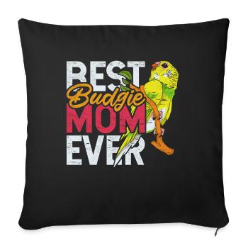 Meilleur oiseau-cadeau de la fête des mères de la fête des mères perruche - Housse de coussin décorative 45 x 45 cm - noir - Devant