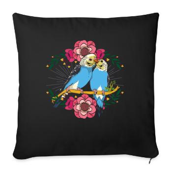 Flower Bird Gift Cute Budgie - Sofa pillowcase 17,3'' x 17,3'' (45 x 45 cm) - black - Front