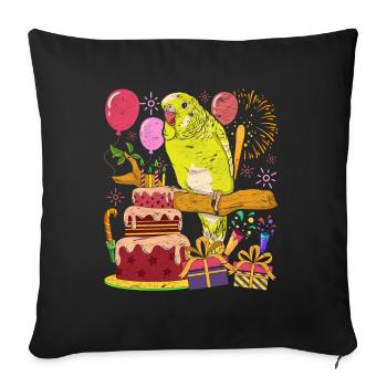 Oiseau Fête d’anniversaire Cadeau Budgie - Housse de coussin décorative 45 x 45 cm - noir - Devant