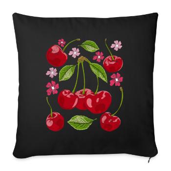 Cherry Blossoms Summer Fruit Gift Sakura Cherry - Housse de coussin décorative 45 x 45 cm - noir - Devant