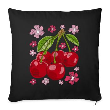 Cadeau de fruits d’été en fleur de cerisier Sakura Cherry - Housse de coussin décorative 45 x 45 cm - noir - Devant