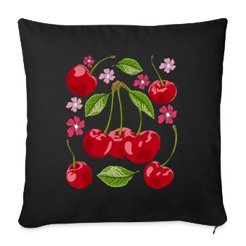 Sakura Summer Fruit Gift Cherry Blossom Cherry - Sofa pillowcase 17,3'' x 17,3'' (45 x 45 cm) - black - Front