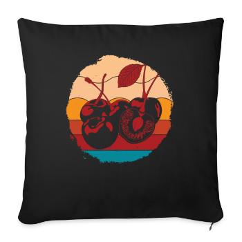 Retro Summer Fruit Cherry Lover Gift Cherry - Sofa pillowcase 17,3'' x 17,3'' (45 x 45 cm) - black - Front