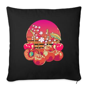 Fruit 90s Vaporwave Sakura Fruit Cadeau Cerise - Housse de coussin décorative 45 x 45 cm - noir - Devant