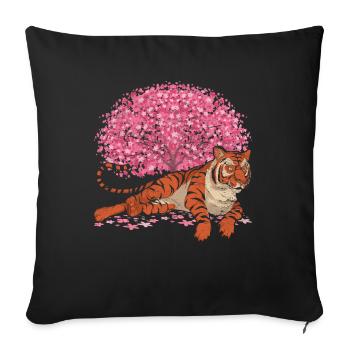Cherry Blossom Tree Predator Cadeau Sakura Tiger - Housse de coussin décorative 45 x 45 cm - noir - Devant