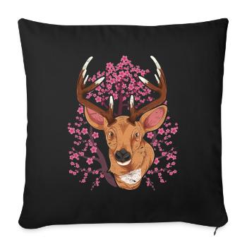 Cherry Blossom Forest Animal Gift Sakura Deer - Sofa pillowcase 17,3'' x 17,3'' (45 x 45 cm) - black - Front