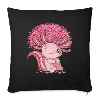 Cadeau amphibien Cherry Blossom Tree Sakura Axolotl - Housse de coussin décorative 45 x 45 cm - noir - Devant
