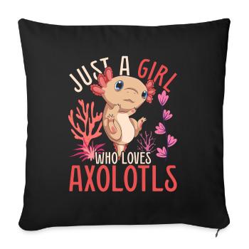 Salamandre amphibienne Fille Cadeau Axolotl - Housse de coussin décorative 45 x 45 cm - noir - Devant