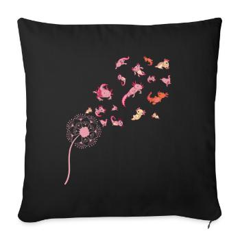 Salamandre Amphibiens Cadeau Pissenlit Axolotl - Housse de coussin décorative 45 x 45 cm - noir - Devant