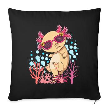 Queue amphibien Cool Lunettes de soleil Cadeau Axolotl - Housse de coussin décorative 45 x 45 cm - noir - Devant