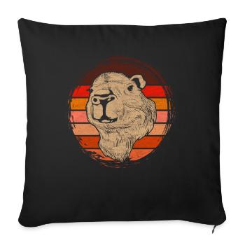 Cute Rodent Animal Gift Retro Capybara - Sofa pillowcase 17,3'' x 17,3'' (45 x 45 cm) - black - Front