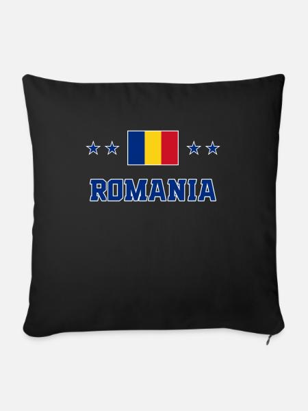 Rumänien - Sofakissenbezug 45 x 45 cm - Schwarz