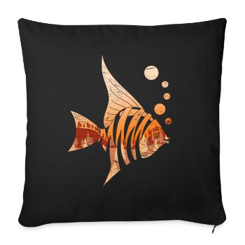 Animal Sunset Nature Fishing Gift Fish - Sofa pillowcase 17,3'' x 17,3'' (45 x 45 cm) - black - Front