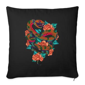 Flowers Predator Reptiles Gift Roses Snake - Sofa pillowcase 17,3'' x 17,3'' (45 x 45 cm) - black - Front