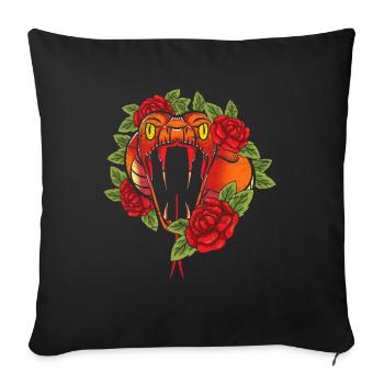 Roses Predator Gift Flowers Reptile Snake - Sofa pillowcase 17,3'' x 17,3'' (45 x 45 cm) - black - Front