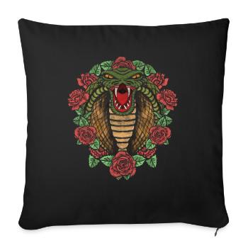 Roses Cobra Reptiles Gift Flowers Snake - Sofa pillowcase 17,3'' x 17,3'' (45 x 45 cm) - black - Front