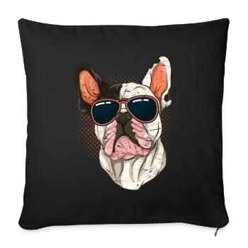 Sunglasses Dogs Frenchie French Bulldog - Sofa pillowcase 17,3'' x 17,3'' (45 x 45 cm) - black - Front
