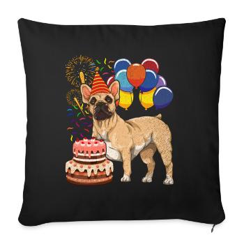 Dog Birthday Gift French Bulldog - Sofa pillowcase 17,3'' x 17,3'' (45 x 45 cm) - black - Front