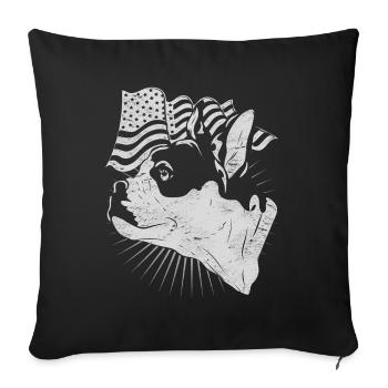 USA Flag Frenchie Dogs French Bulldog - Housse de coussin décorative 45 x 45 cm - noir - Devant