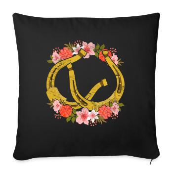 Flowers Horse Farm Riding Gift Horse Horseshoe - Sofa pillowcase 17,3'' x 17,3'' (45 x 45 cm) - black - Front