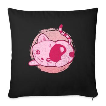 Chat amoureux animal de compagnie cadeau Kawaii Cat - Housse de coussin décorative 45 x 45 cm - noir - Devant
